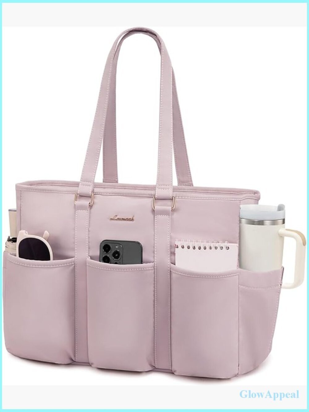 15.6" Laptop Tote Bag with 10 Pockets, Water-Resistant Work Bag